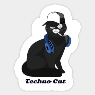 Techno Cat - Catsondrugs.com - Techno Party Ibiza Rave Dance Underground Festival Spring Break  Berlin Good Vibes Trance Dance technofashion technomusic housemusic Sticker